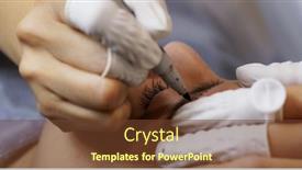  Presentation with beauty salon - Amazing slide set having woman having microblading eyebrows in a beauty salon backdrop and a tawny brown colored foreground