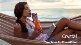  Presentation with sensuality woman black angel relaxing - Slide deck consisting of woman having mocktail while relaxing background and a tawny brown colored foreground