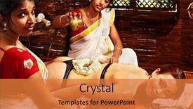  Presentation with ayurveda - PPT layouts having woman having oil ayurveda spa background and a  colored foreground