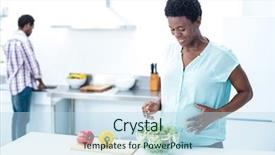  Presentation with salad - PPT layouts having woman having salad while standing background and a light blue colored foreground