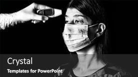  Presentation with black nurse - Beautiful presentation design featuring woman-having-the-fever-measured backdrop and a dark gray colored foreground