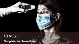  Presentation with covid coronavirus - Cool new presentation design with woman-having-the-fever-measured backdrop and a wine colored foreground