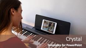  Presentation with chat - Audience pleasing slides consisting of woman-having-video-chat backdrop and a tawny brown colored foreground