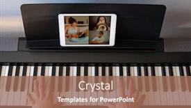  Presentation with chat - Beautiful PPT layouts featuring woman-having-video-chat backdrop and a coral colored foreground