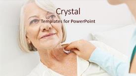  Presentation with helping - PPT theme enhanced with woman helping bedridden senior woman background and a lemonade colored foreground