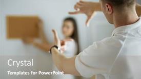  Presentation with hang - Theme enhanced with woman-helps-her-partner background and a coral colored foreground