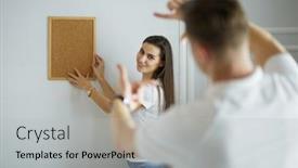  Presentation with hang - Amazing PPT layouts having woman-helps-her-partner backdrop and a light gray colored foreground