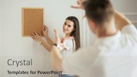  Presentation with hang - Colorful presentation enhanced with woman-helps-her-partner backdrop and a mint green colored foreground