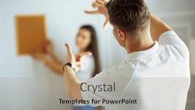  Presentation with hang - PPT theme enhanced with woman-helps-her-partner background and a coral colored foreground