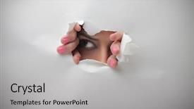  Presentation with hidden - Theme with woman hidden behind a sheet background and a light gray colored foreground