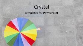  Presentation with hidden - Beautiful slide deck featuring woman hidden under multicolor umbrella backdrop and a light gray colored foreground