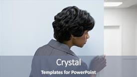 Presentation with corner - Amazing theme having woman hiding peering round corner backdrop and a gray colored foreground