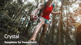  Presentation with tropical forest - Slide deck having woman hiker applying mosquito repellent background and a tawny brown colored foreground
