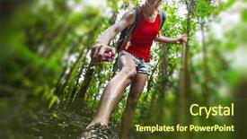  Presentation with tropical forest - PPT theme enhanced with woman hiker applying mosquito repellent background and a tawny brown colored foreground