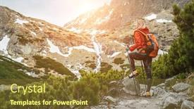  Presentation with hiking mountain - Amazing presentation having woman-hiker-hiking-backpacker-traveler backdrop and a tawny brown colored foreground