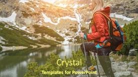  Presentation with hiking - Slide set having woman-hiker-hiking-backpacker-traveler background and a tawny brown colored foreground