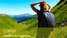  Presentation with france - Slide deck with woman-hiker-lookin background and a tawny brown colored foreground