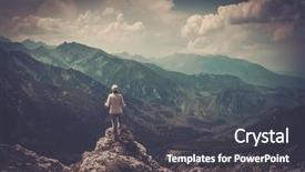  Presentation with mountain top - Colorful slides enhanced with woman hiker on a top backdrop and a dark gray colored foreground