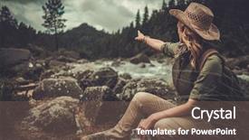  Presentation with wrong and right way - Amazing slide set having woman hiker searching right direction on map near wild mountain river backdrop and a violet colored foreground
