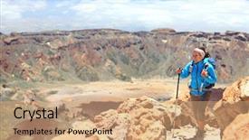  Presentation with summit - Cool new slides with woman hiking on volcano teide tenerife hiker near summit of teide during hike on tenerife canary islands spain backdrop and a coral colored foreground