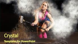  Presentation with tire and wheel - Slide deck enhanced with woman hitting wheel tire background and a tawny brown colored foreground