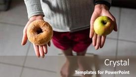  Presentation with donuts - Slide set enhanced with woman-hold-an-apple background and a violet colored foreground