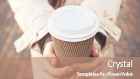  Presentation with hot and cold coffee cup - Audience pleasing presentation design consisting of woman hold cup of coffee backdrop and a coral colored foreground