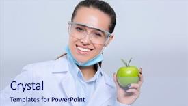  Presentation with tooth brush - Audience pleasing PPT layouts consisting of woman hold green fresh apple backdrop and a  colored foreground