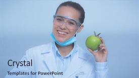  Presentation with tooth brush - Cool new presentation theme with woman hold green fresh apple backdrop and a  colored foreground