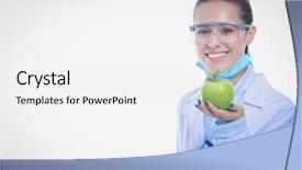  Presentation with tooth brush - Presentation design consisting of woman hold green fresh apple background and a  colored foreground