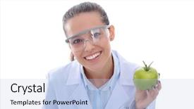  Presentation with tooth brush - Theme enhanced with woman hold green fresh apple background and a  colored foreground