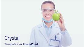  Presentation with tooth brush - PPT layouts with woman hold green fresh apple background and a sky blue colored foreground