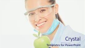  Presentation with tooth brush - Audience pleasing presentation consisting of woman hold green fresh apple backdrop and a sky blue colored foreground