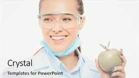  Presentation with tooth brush - Presentation theme featuring woman hold green fresh apple background and a white colored foreground