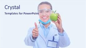  Presentation with tooth brush - Beautiful presentation theme featuring woman hold green fresh apple backdrop and a sky blue colored foreground