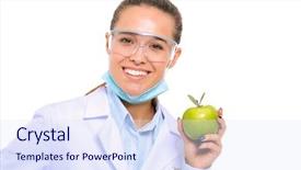  Presentation with tooth brush - Amazing slide set having woman hold green fresh apple backdrop and a  colored foreground