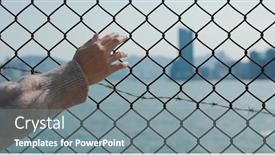  Presentation with hold hand - Beautiful presentation featuring woman-hold-hand-on-fence backdrop and a gray colored foreground