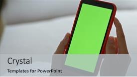  Presentation with green screen - Presentation design featuring woman hold with green screen background and a light gray colored foreground