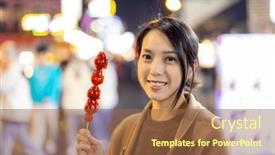 Presentation with chinese traditional - Slide set featuring woman-hold-with-tanghulu-traditional background and a tawny brown colored foreground