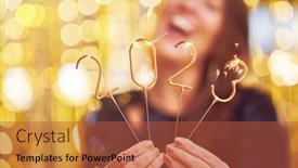  Presentation with new-year - Theme having woman-holding-2023-sparklers background and a  colored foreground