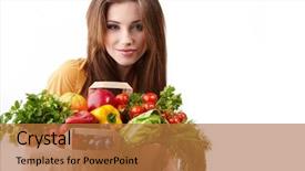  Presentation with healthy food - Audience pleasing presentation consisting of woman holding a bag full of healthy food shopping backdrop and a red colored foreground