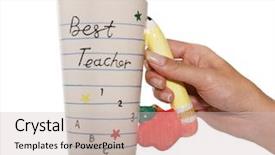  Presentation with best - Slides consisting of woman holding a best teacher background and a soft green colored foreground