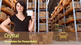  Presentation with distribution - Cool new presentation theme with woman holding a blank paper backdrop and a tawny brown colored foreground