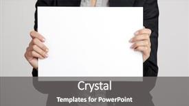  Presentation with holding hands - Audience pleasing presentation theme consisting of woman holding a blank paper backdrop and a gray colored foreground