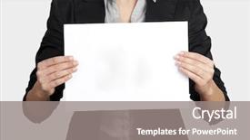  Presentation with hands holding - Presentation theme consisting of woman holding a blank paper background and a gray colored foreground