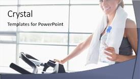  Presentation with exercise bike - Cool new theme with woman holding a bottle of water and riding an exercise bike backdrop and a cool aqua colored foreground