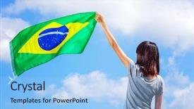  Presentation with brazil - Colorful PPT layouts enhanced with young couple on winter vacation man and woman in the snowy nature backdrop and a soft green colored foreground.