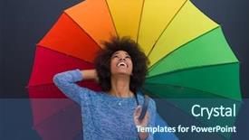  Presentation with african american sex - Theme with woman holding a colorful umbrella background and a ocean colored foreground