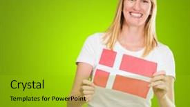  Presentation with denmark - Presentation theme consisting of woman holding a denmark flag background and a  colored foreground
