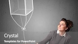  Presentation with balloon - Amazing PPT layouts having woman holding a drawn cube backdrop and a  colored foreground